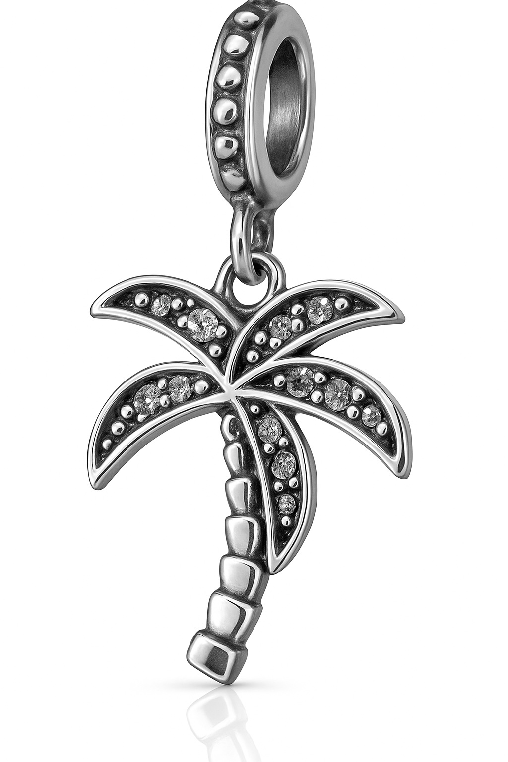 Sterling Silver 925 Palm Tree Bracelet Charm CZ Dangle Style Bead Summer Tropical Holiday Jewellery Accessory