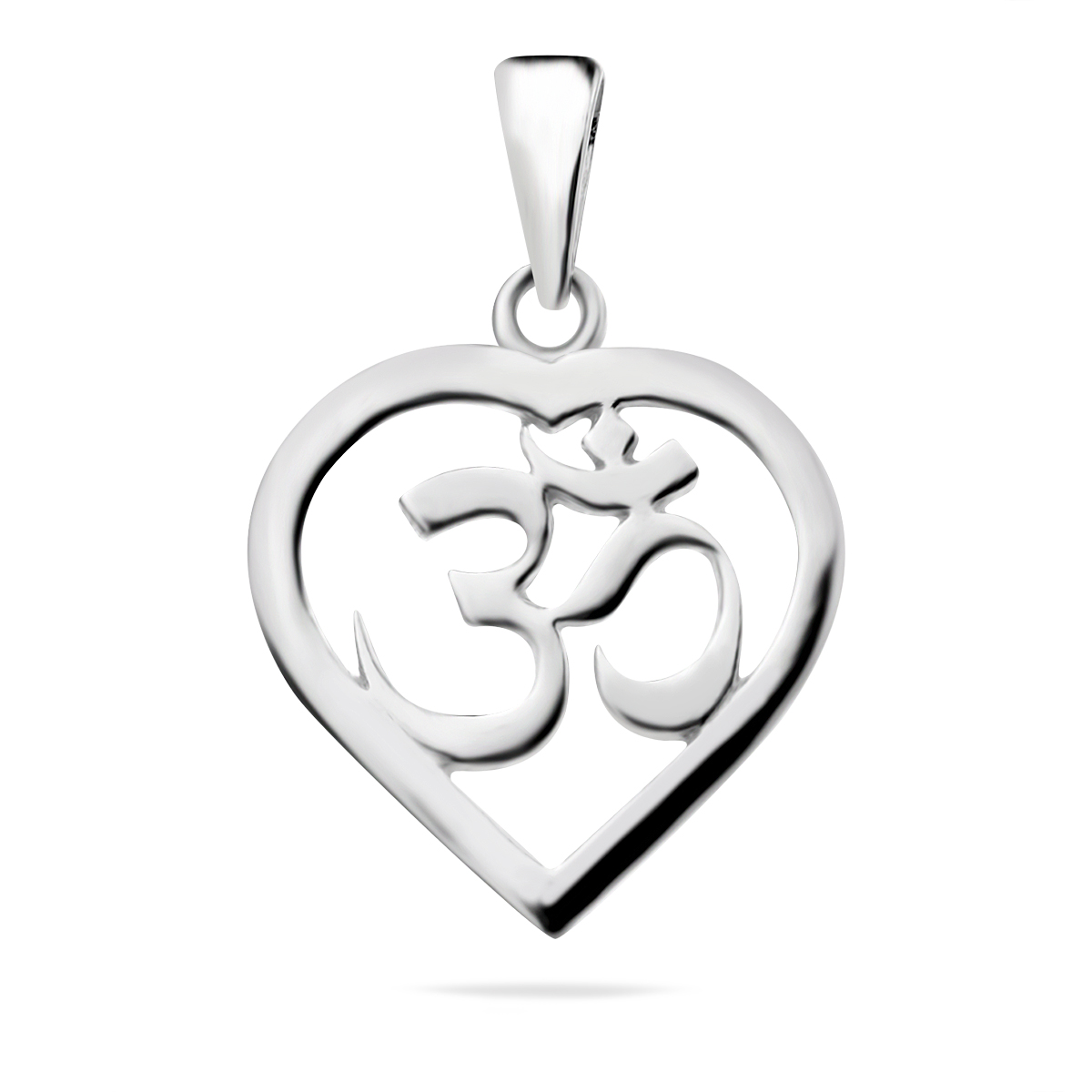 Sterling Silver 925 Open Heart Om Ohm Delicate Pendant Unisex Chakra Healed Buddha Spiritual Yoga Meditation Love Jewellery Gift Present