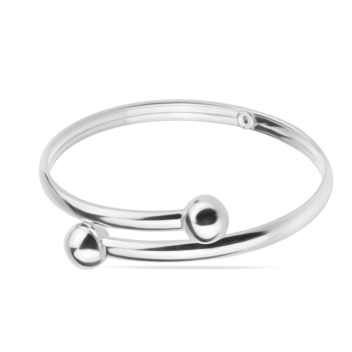 Double Ball Bangle Bracelet Sterling Silver 925 Wrap Cuff Open Adjustable Twist Wrist Bracelet Minimalistic Unisex Jewelry Gift Presen