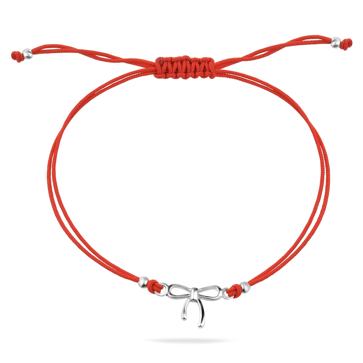 Bow Bracelet Red String Sterling Silver 925 Knot Ribbon Charm Adjustable Size Jewellery Gift Present
