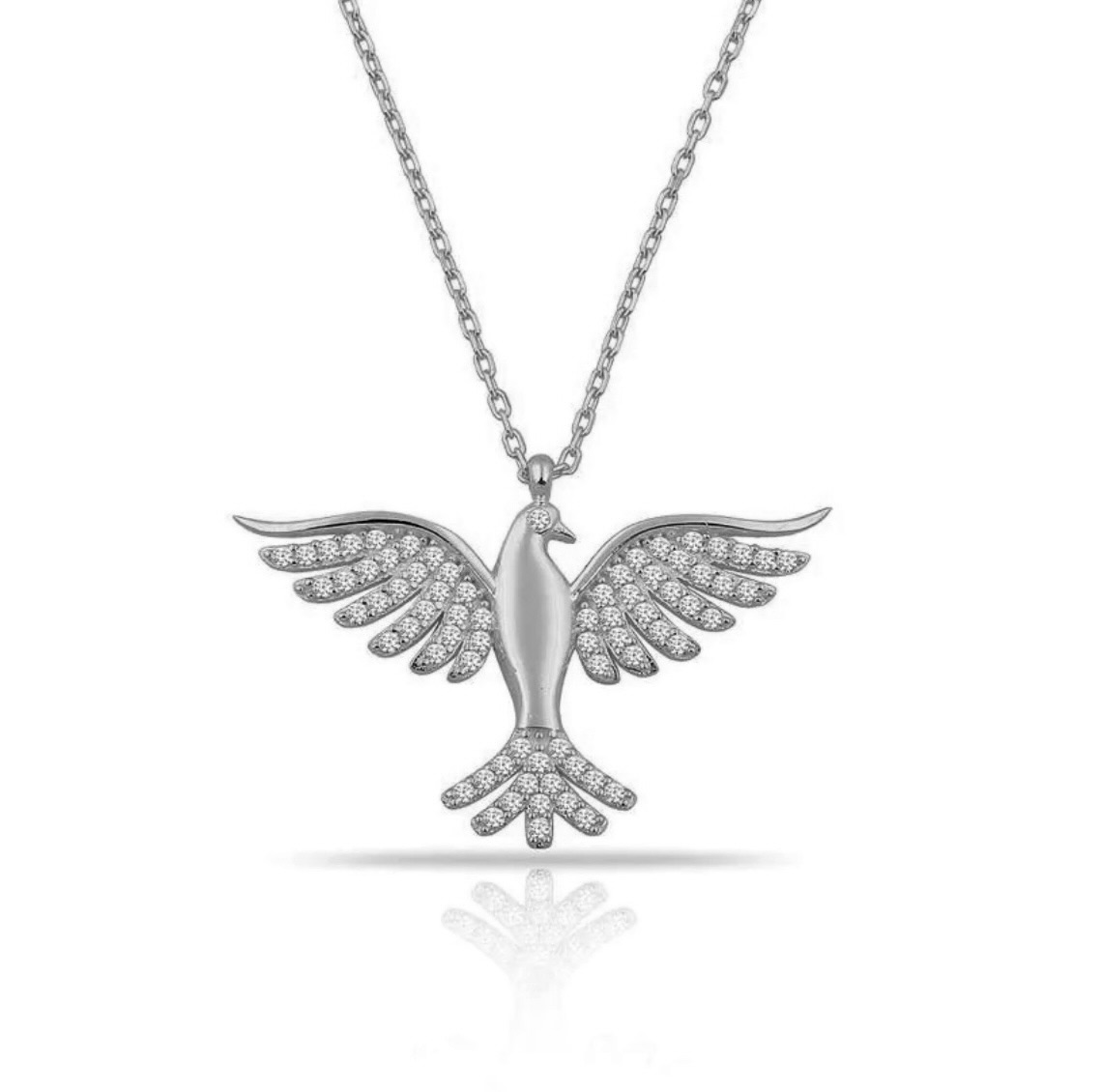 Phoenix Sterling Silver 925 Sparkling Necklace Pendant "Silver Flame"