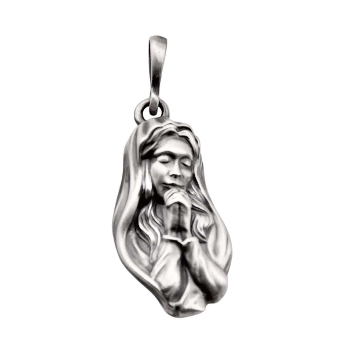 Sterling Silver 925 Virgin Mary Pendant – Religious Medal, Christian Jewelry for Women and Men, Handmade Detailed Medal