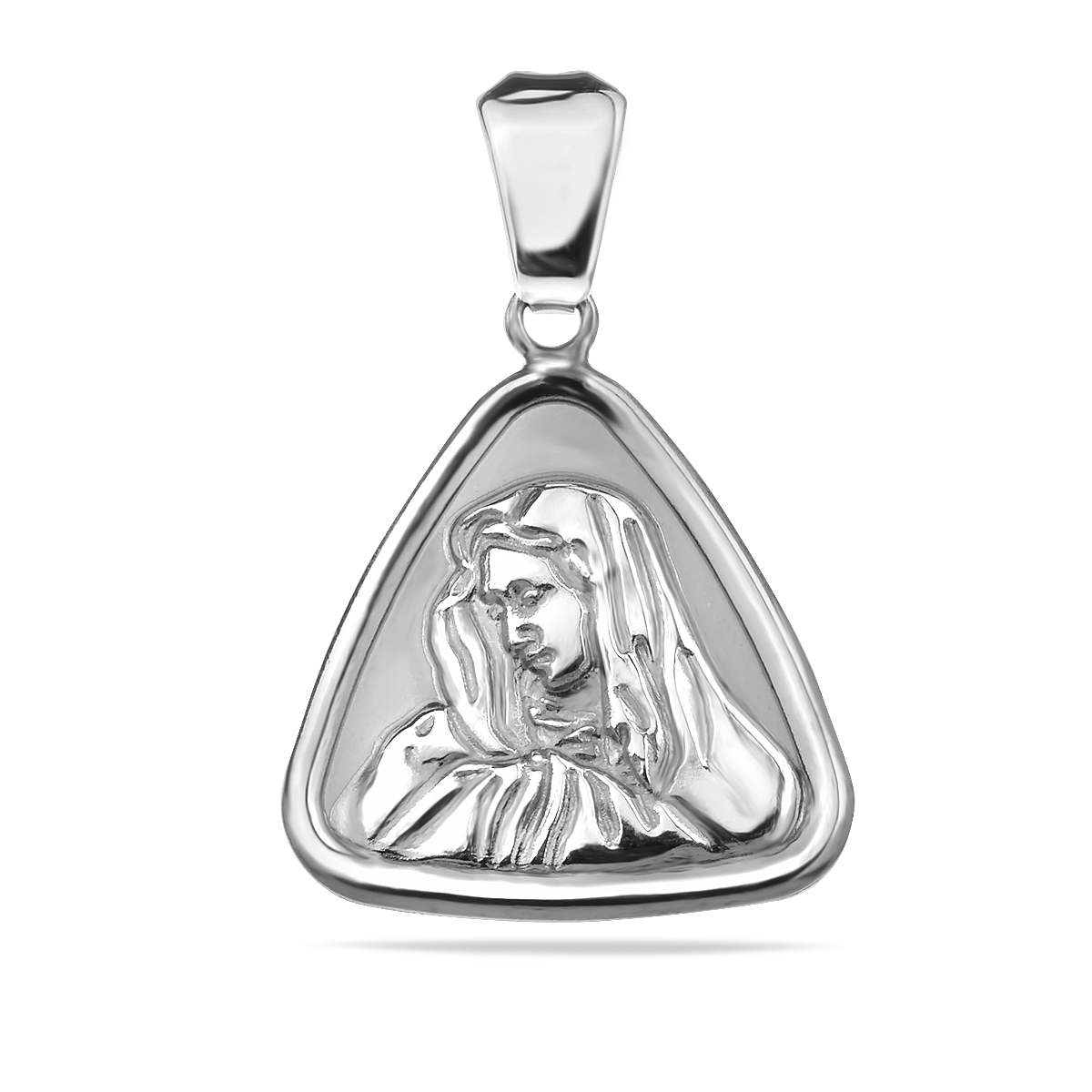 Triangle Sacred Virgin Mary Pendant Sterling Silver 925 Oxidised Necklace Religious Jewellery