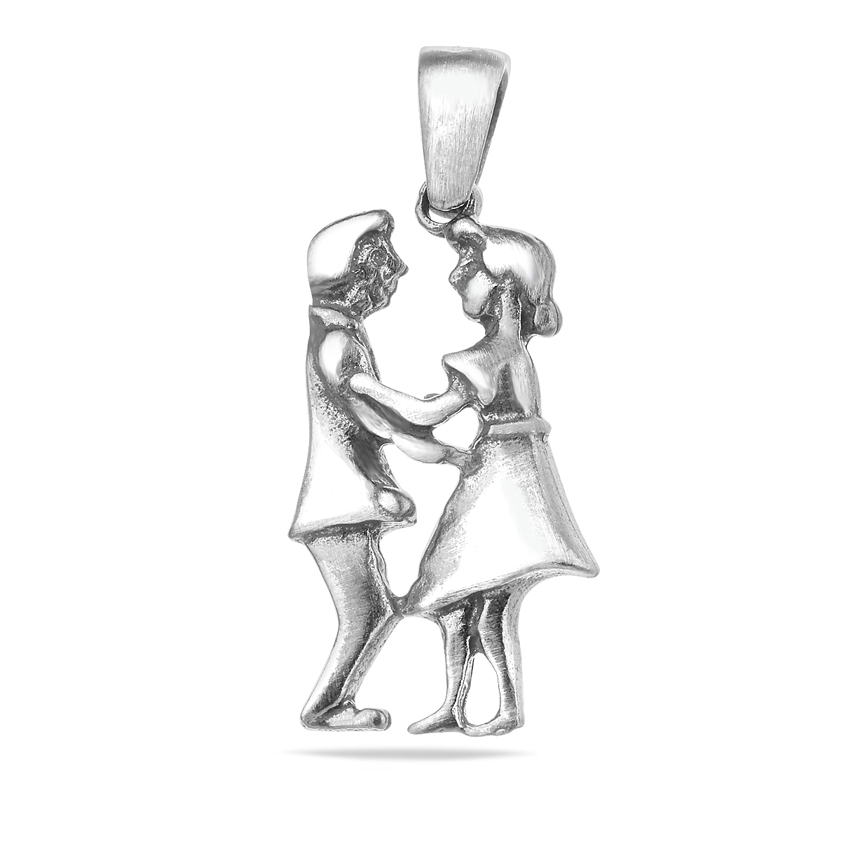 Couple Oxidised Pendant Sterling Silver 925 Couple Hug Dancing Couple Romantic Necklace Chain Charm Handcrafted Unisex Jewelry Gift Present