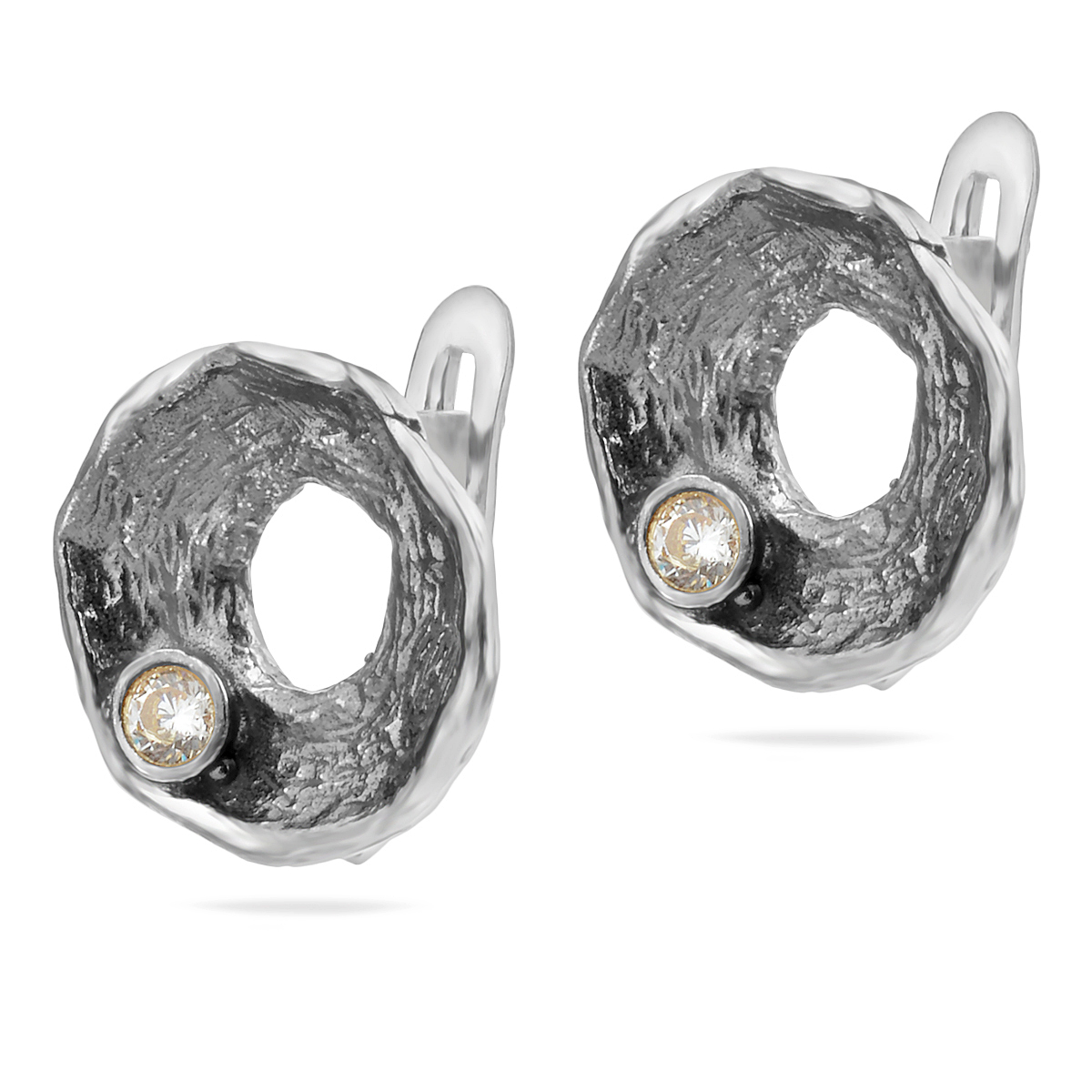 Crystal Cubic Zirconia Earrings Sterling Silver 925 Pair Oxidised CZ Shiny Sparkle Round Circle Jewelry Women Girl Birthday Gift Idea