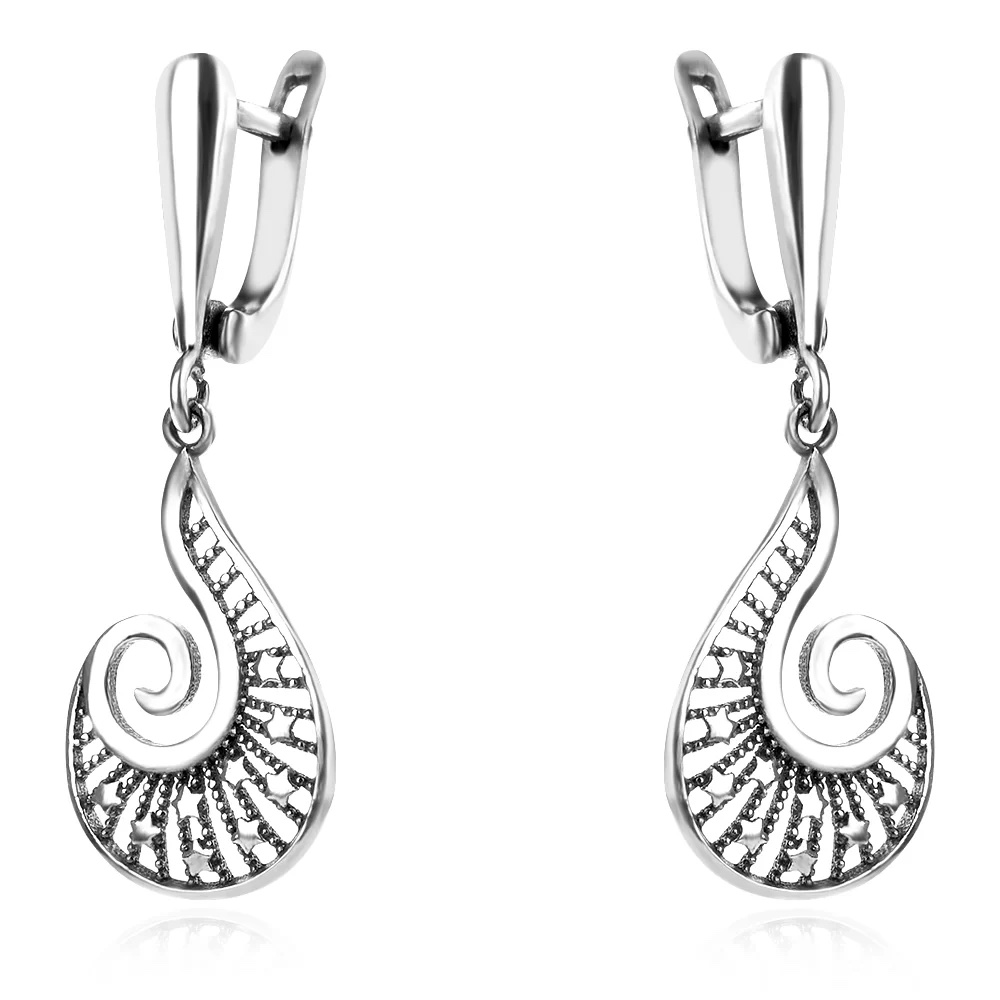 Dangle Drop Earrings Sterling Silver 925 Stars Peacock Feather Design Women Girl Birthday Anniversary Love Friendship Jewelry Gift Present