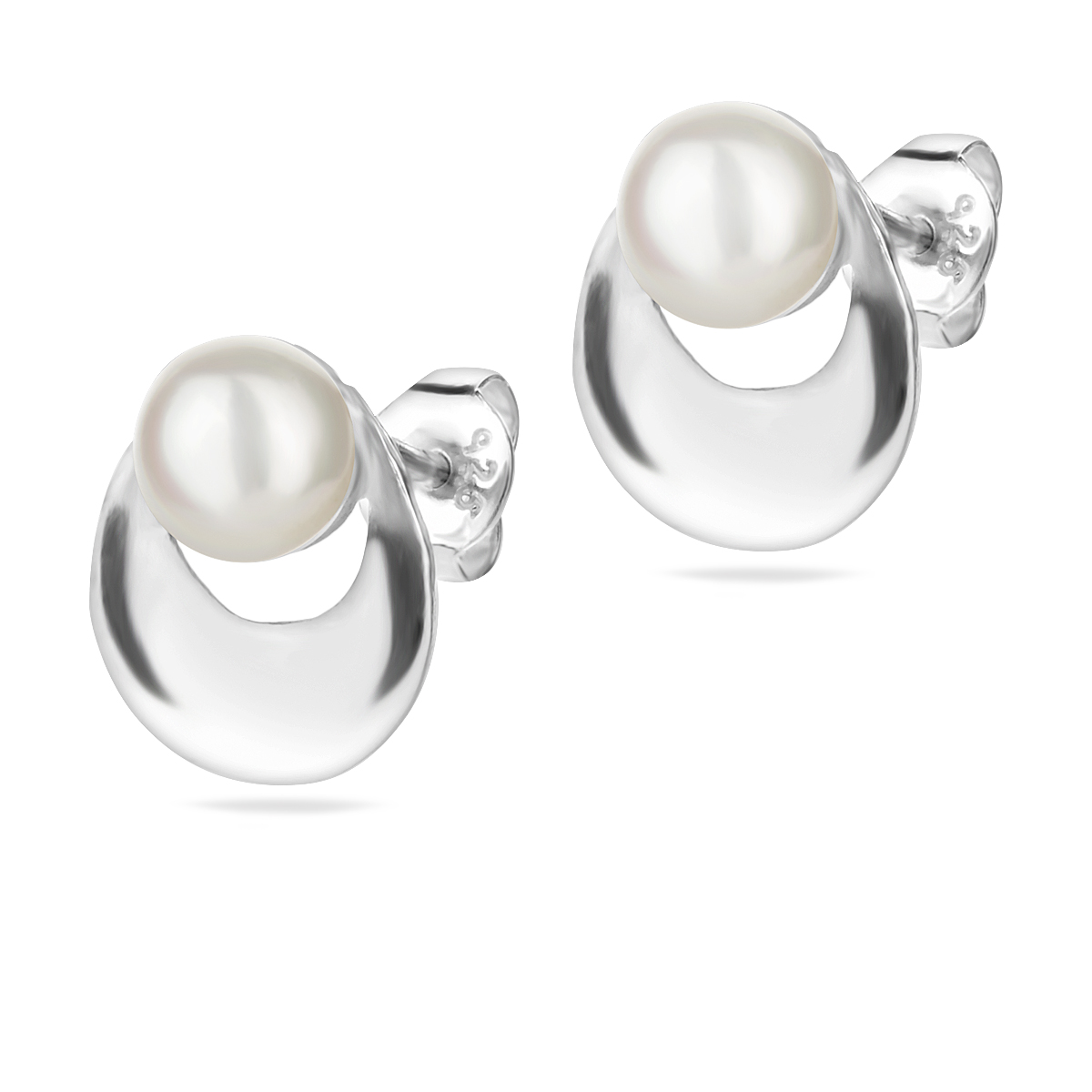 Freshwater Pearl Stud Earrings Sterling Silver 925 6mm Circle Bead Ball Wedding Bridal Bridesmaid Women Girl Elegant Stylish Jewellery
