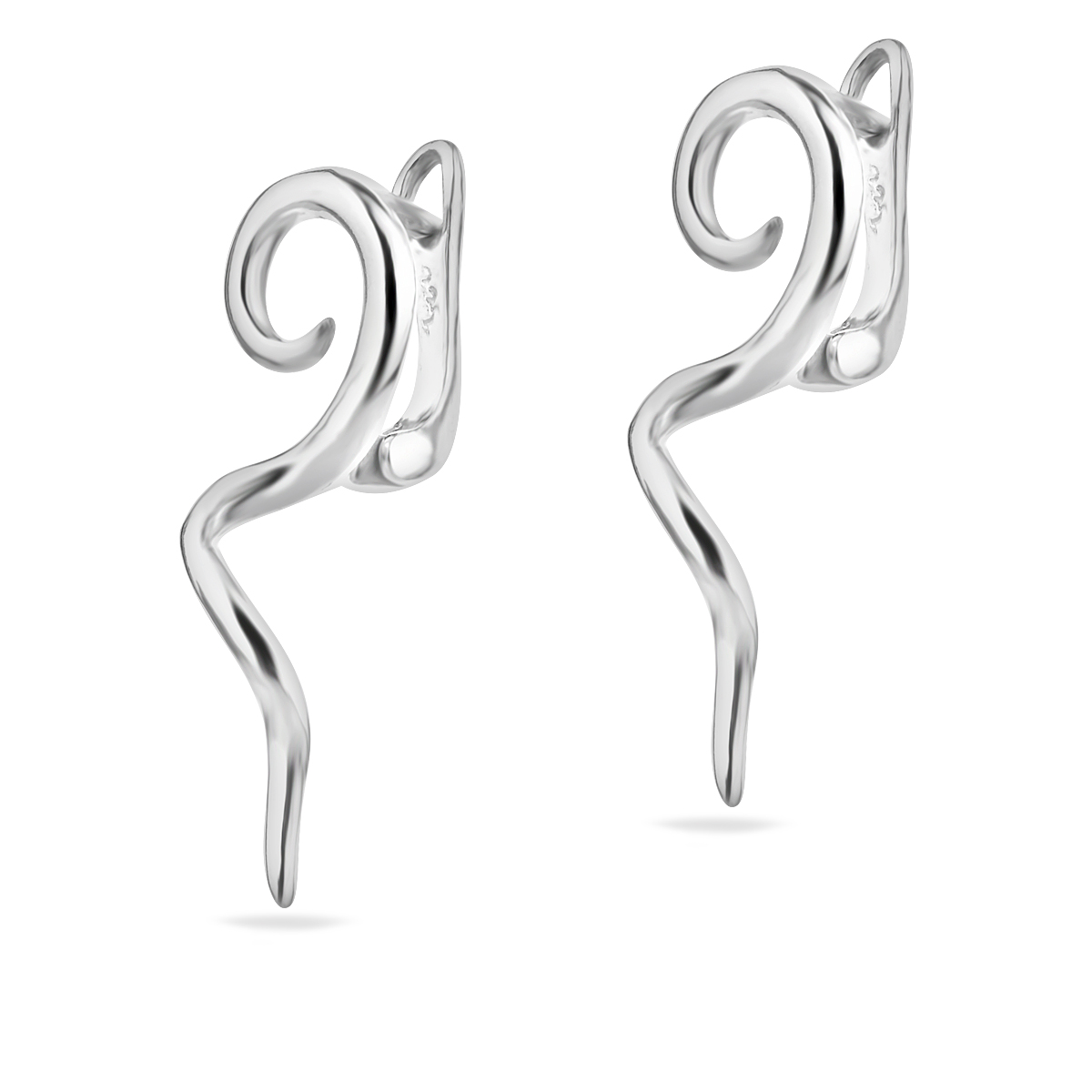 Modern Twirl Sterling Silver .925 Swirl Serpentine Twist Earrings Jewelry
