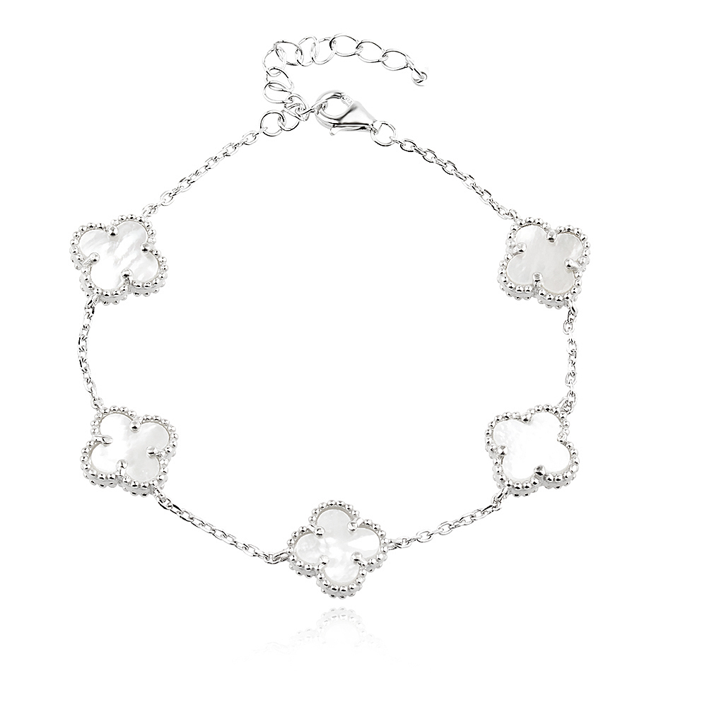 Four Leaf Clover Bracelet Sterling Silver 925 Mother of Pearl Jewellery "Harmony"