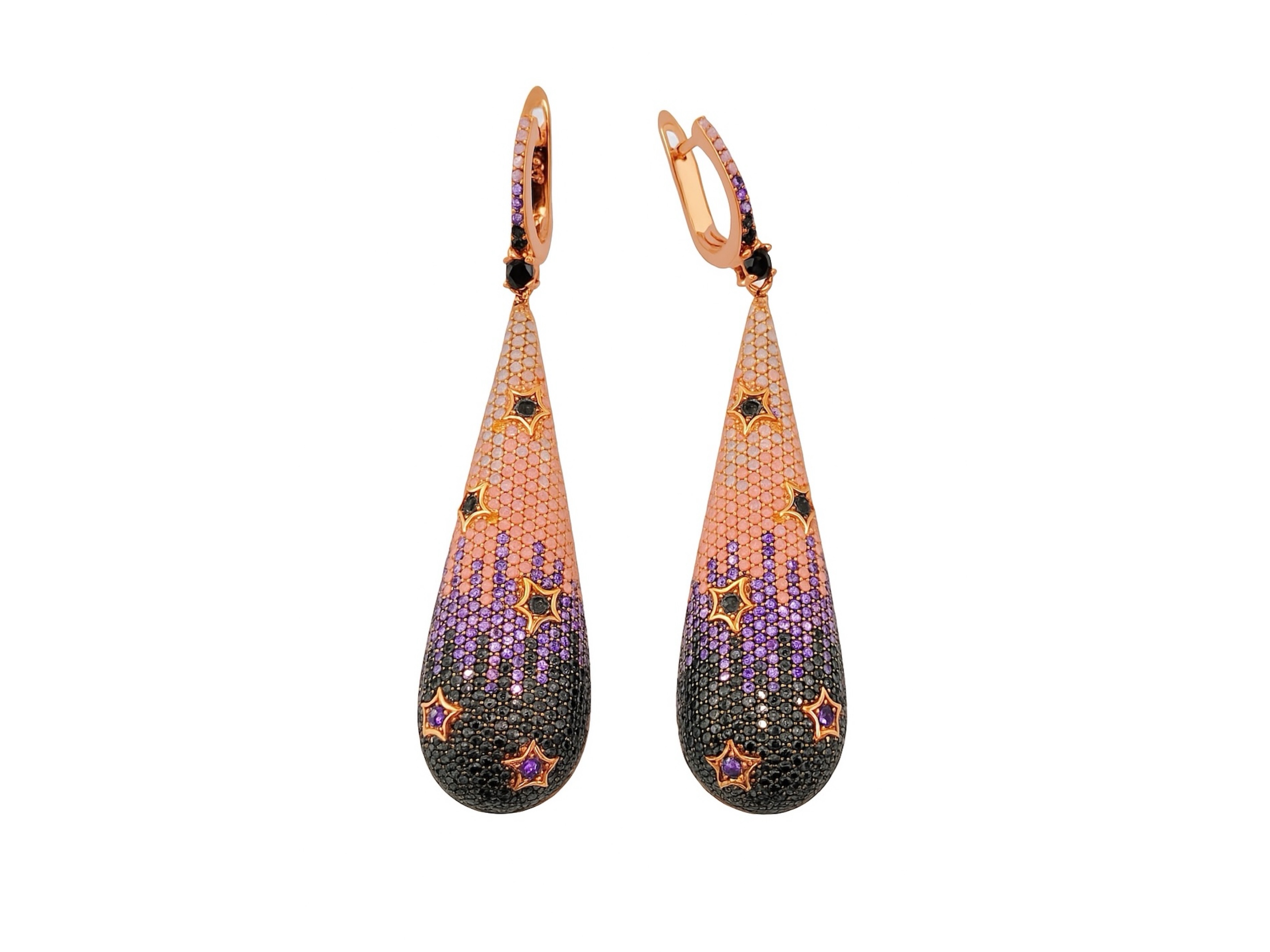 Ombre Dangle Drop CZ Earrings Sterling Silver 925 Gemstone Teardrop Long Drop Earrings Women Girl Jewelry Gift Present