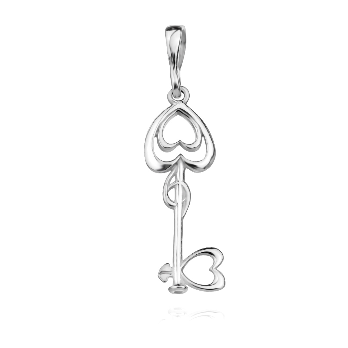 Key Sterling Silver 925 Pendant Love Heart Friendship Valentine Birthday Delicate Ladies Girl Women Gift Present