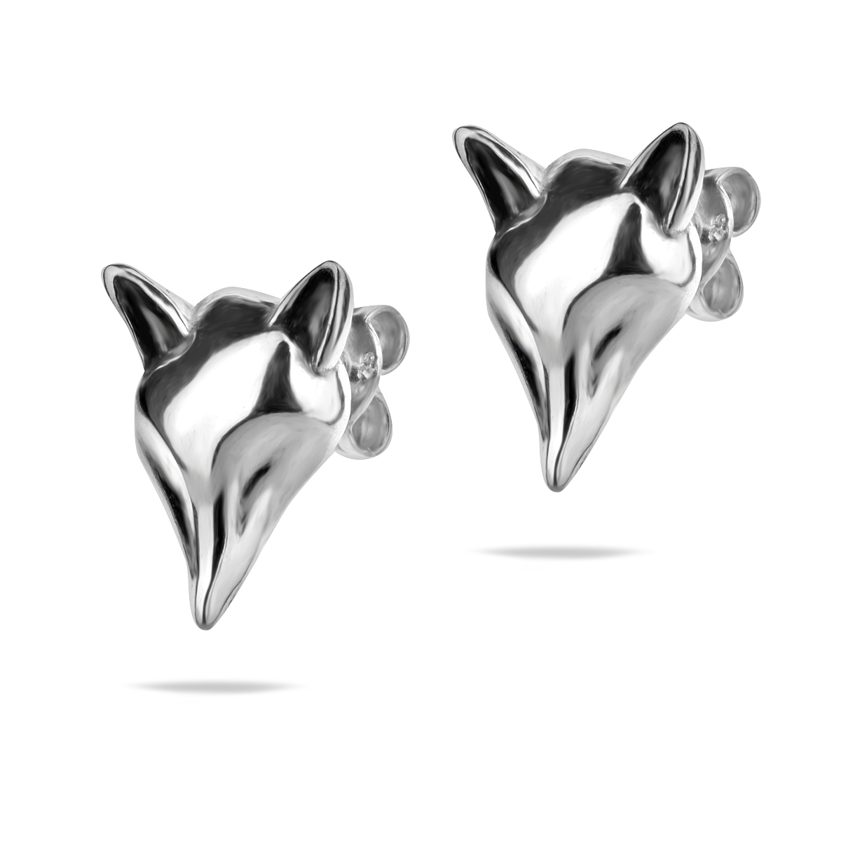Fox Sterling Silver 925 Stud Earrings Wild Animal Woodland Nature Simple Minimalistic Style Women Girl Present Gift Jewelry