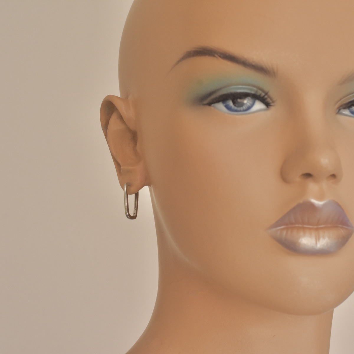 Rectangle Oval Hoop Earrings Sterling Silver 925 Minimalist Dainty Chic Design Modern Elegance Handcrafted Statement Jewelry Gift Present - Image 3