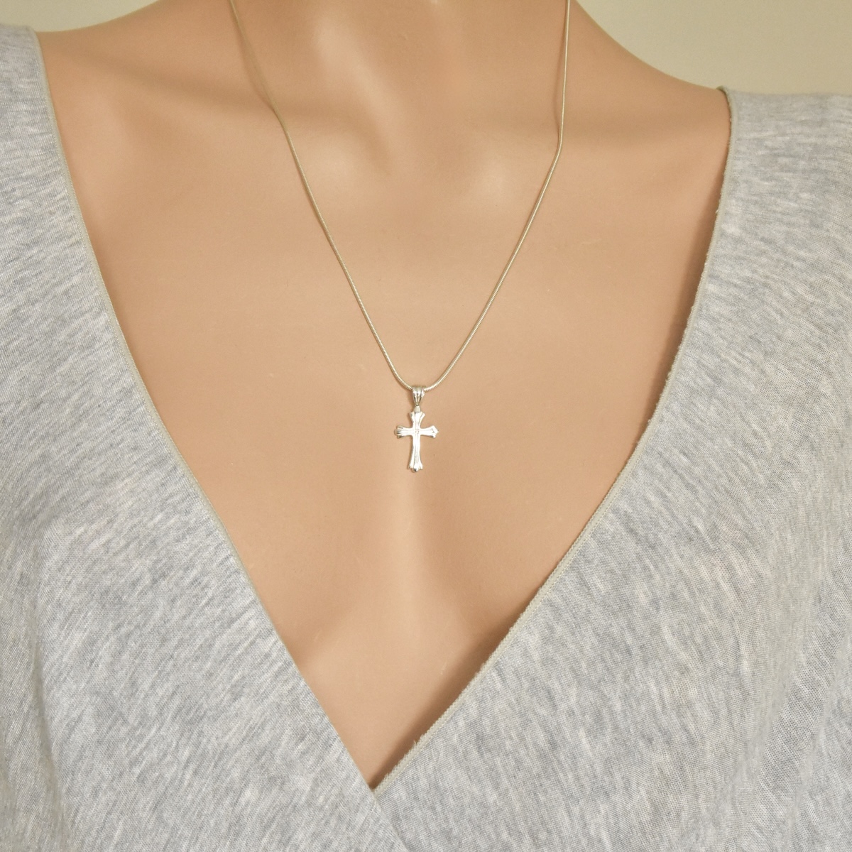 Cross Pendant Sterling Silver 925 Necklace Handmade Unisex Jewelry - Image 4