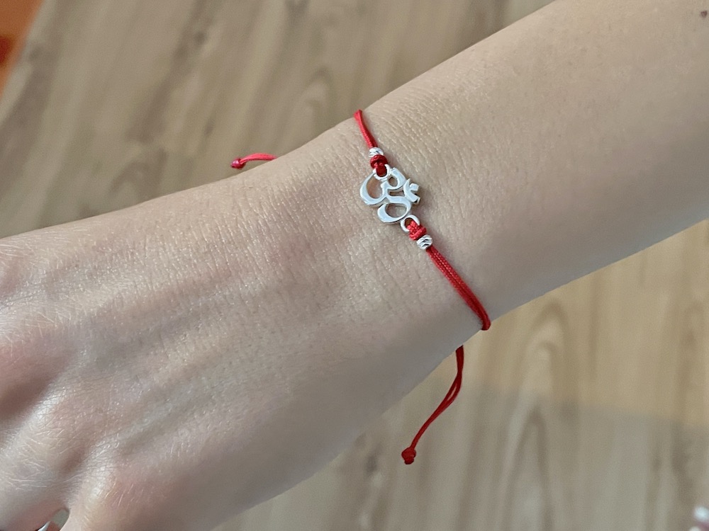 Red String Bracelet with Sterling Silver “Inner Sound” Om Charm - Image 3