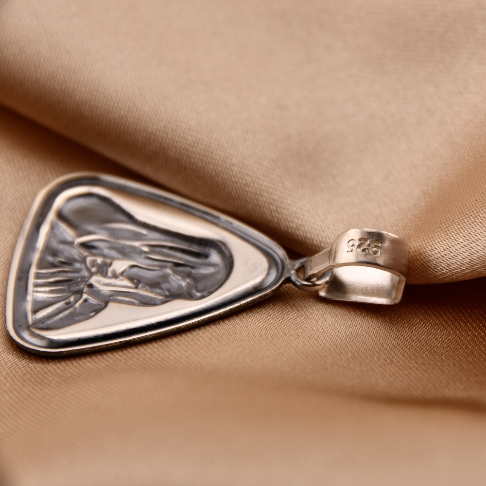 Triangle Sacred Virgin Mary Pendant Sterling Silver 925 Oxidised Necklace Religious Jewellery - Image 4