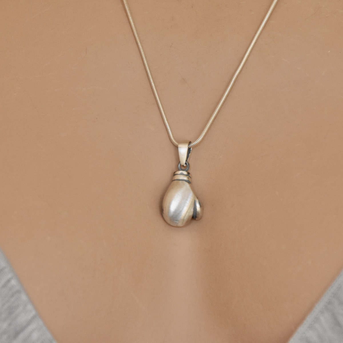 Boxing Glove Pendant Sterling Silver 925 Oxidised Necklace Jewellery "Champion" - Image 3