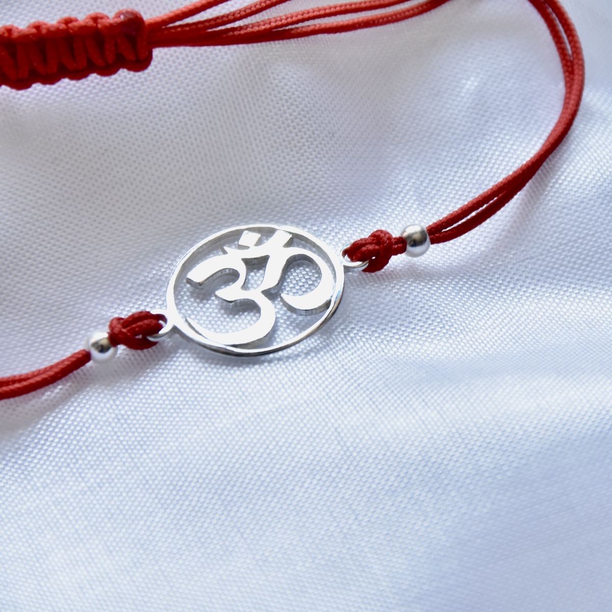 Red String Bracelet with Sterling Silver “Inner Circle” Om Charm - Image 2