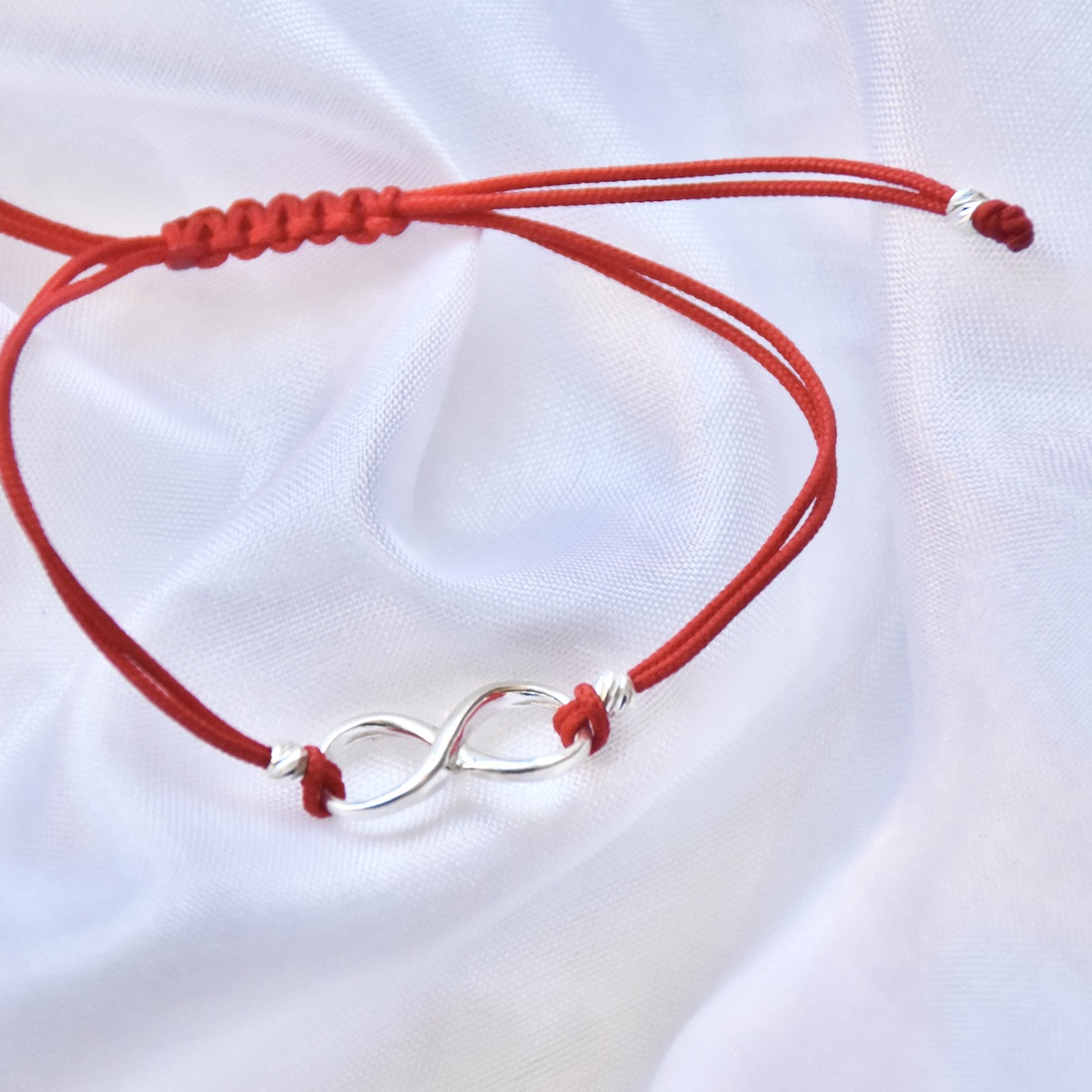 Red String Bracelet with Sterling Silver Infinity Charm “Endless” - Image 2