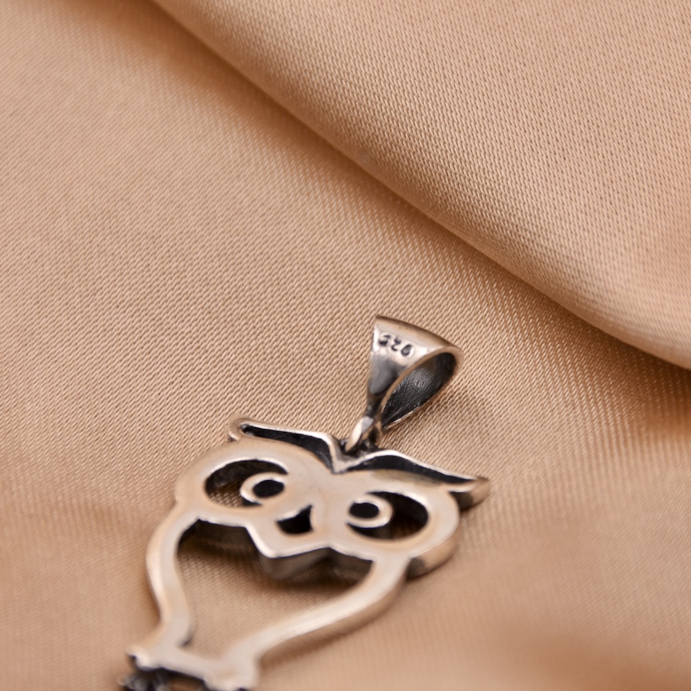 White Zircon Gemstones Owl Necklace Pendant Sterling Silver 925 - Image 5