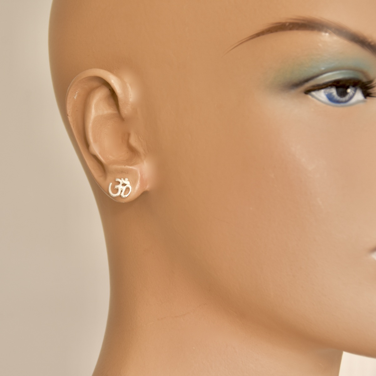 Om Stud Earrings Sterling Silver 925 Spiritual Yoga Jewellery "Balance" - Image 3