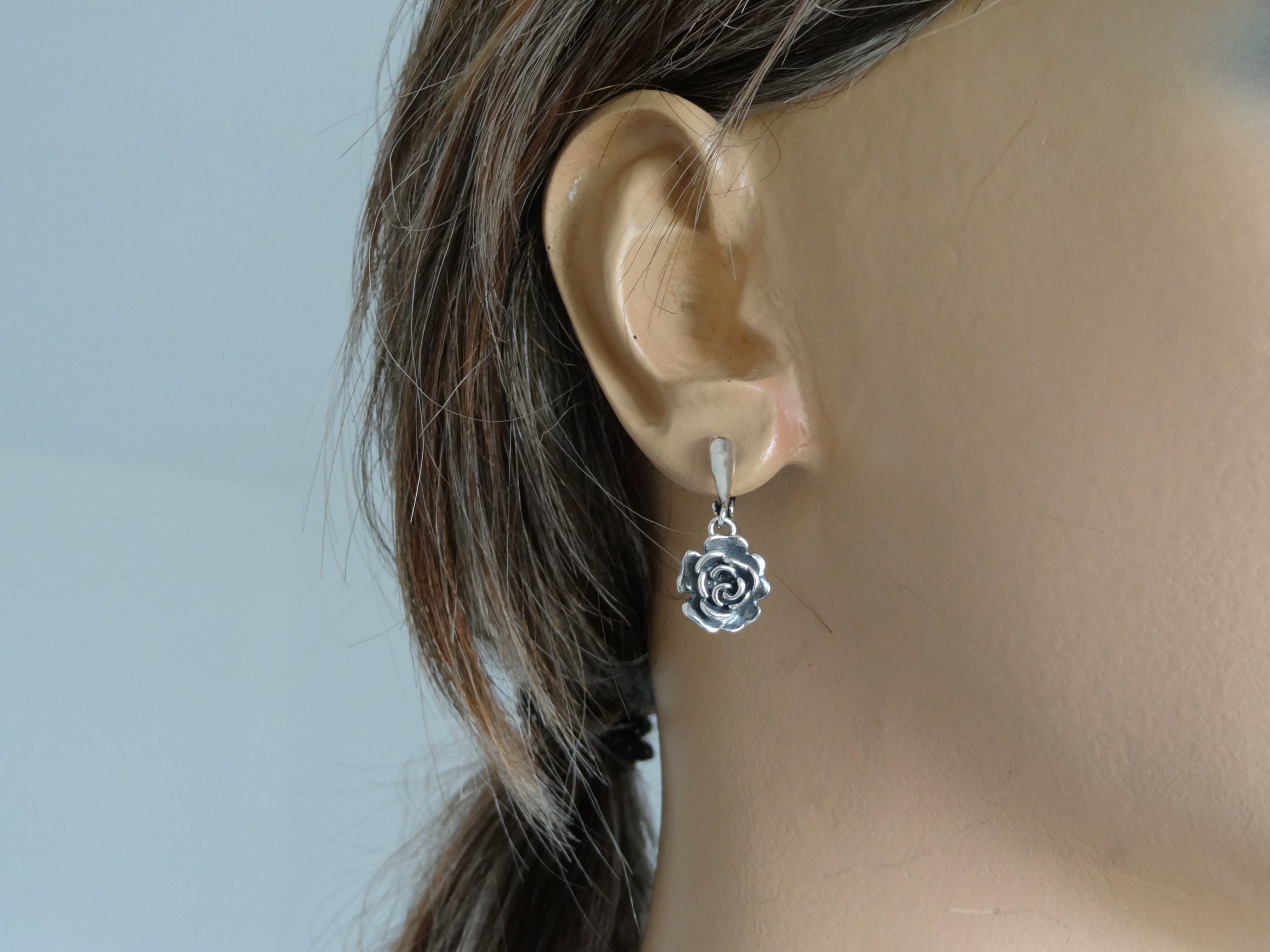 Rose Flower Earrings Sterling Silver 925 Dangle Drop Charm Love Romantic Women Girl Jewelry Birthday Anniversary Wedding Graduation Gift - Image 3