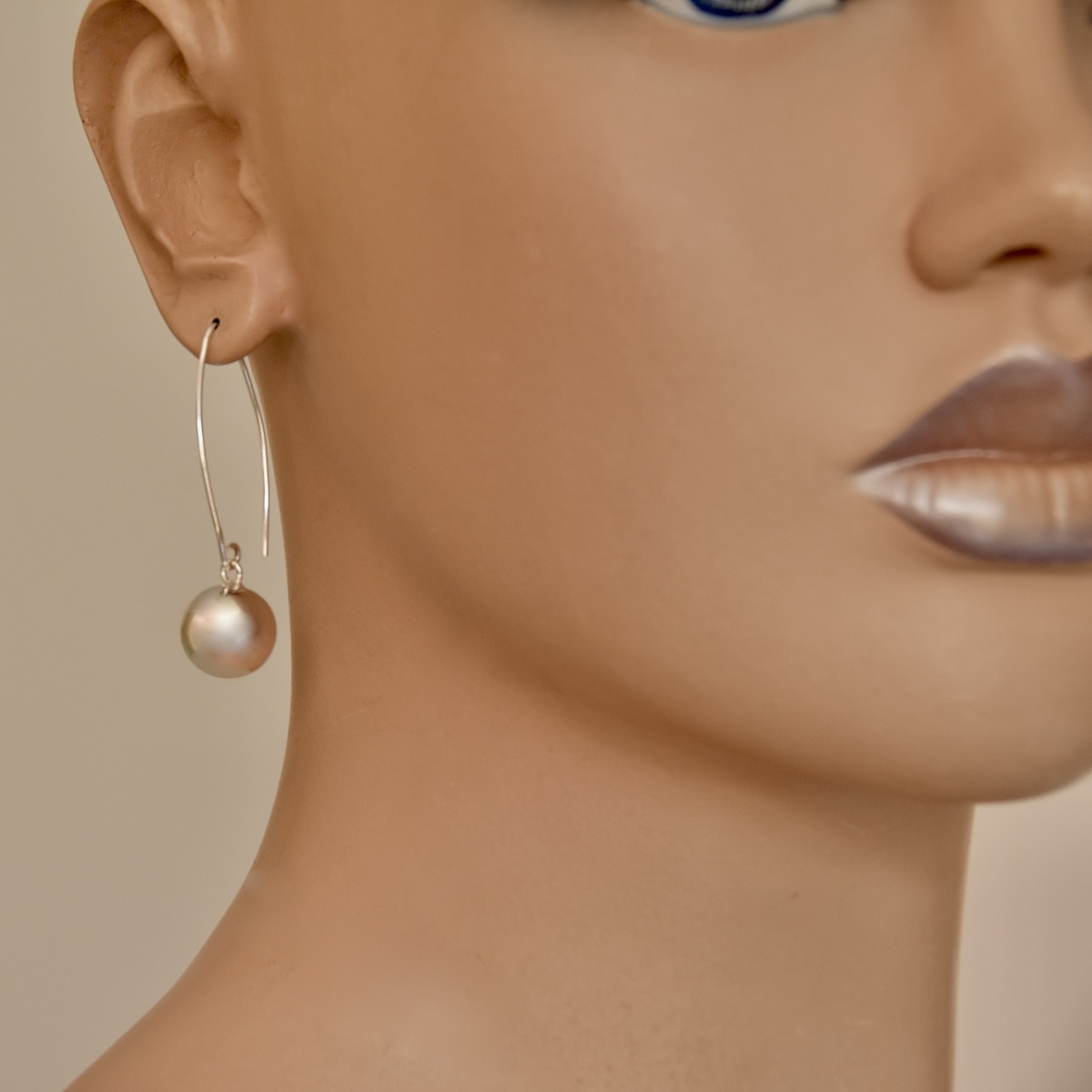 Ear Wire Threader Earrings Sterling Silver 925 Dangle Dainty Ball Drop Earrings Minimalistic Handmade Jewelry - Image 3