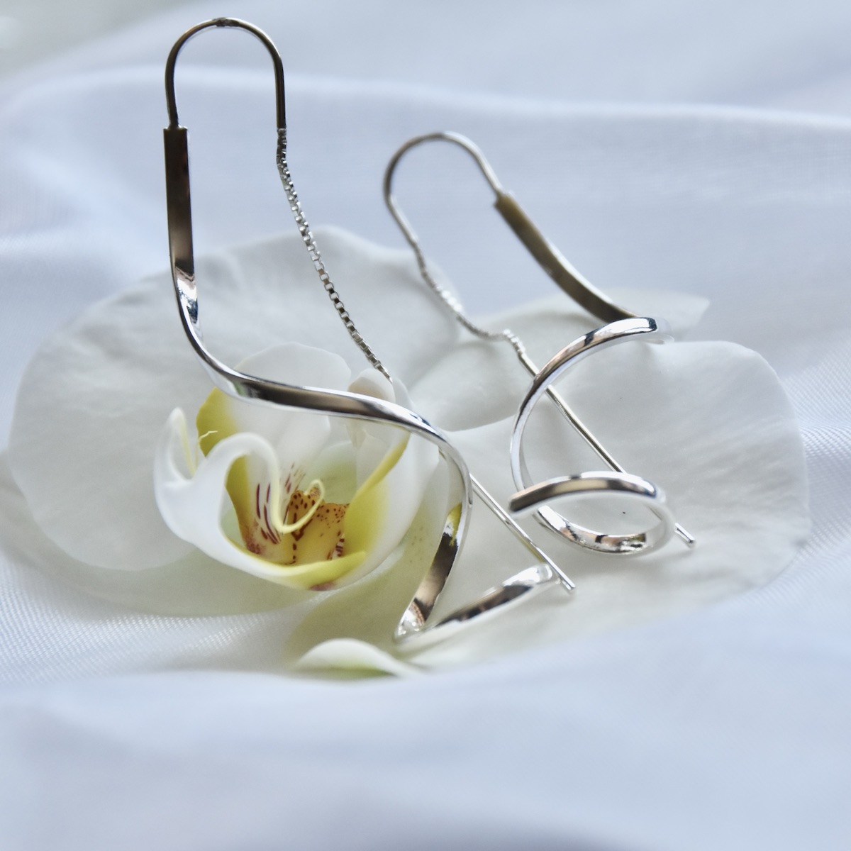 Spiral Thread Earrings Sterling Silver 925 "Twirl Twist" - Image 2