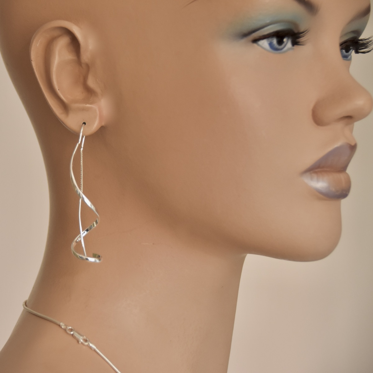 Spiral Thread Earrings Sterling Silver 925 "Twirl Twist" - Image 4