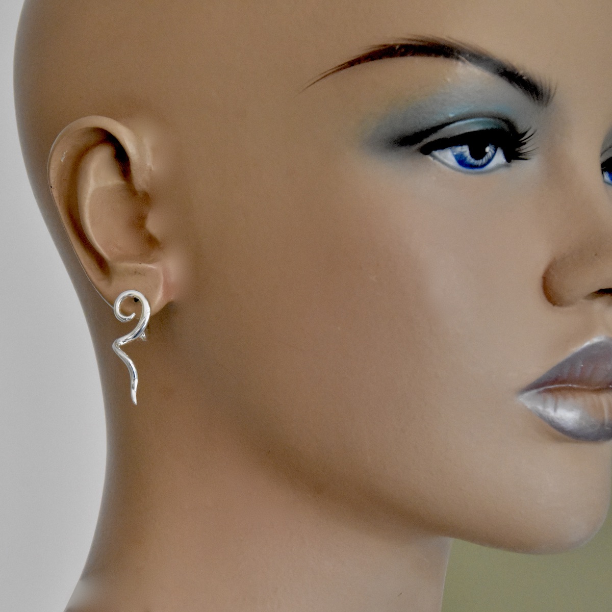 Modern Twirl Sterling Silver .925 Swirl Serpentine Twist Earrings Jewelry - Image 3