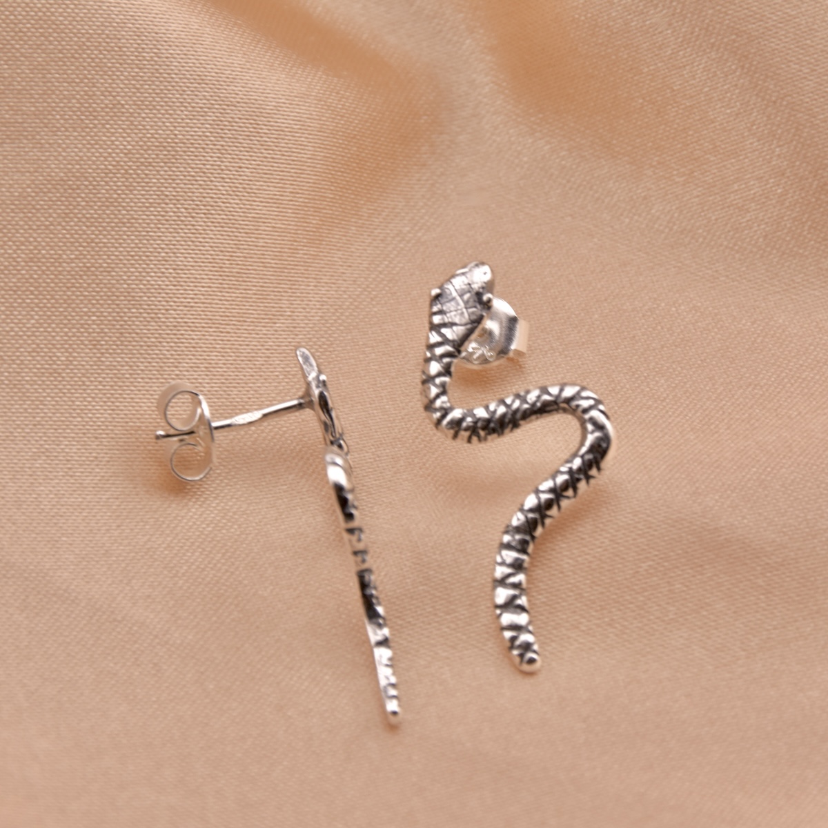 Sterling Silver 925 Snake Stud Earrings Crawler Climber Ear Cuffs Serpentine Gothic Reptile Animal Lovers Jewelry Gift - Image 2