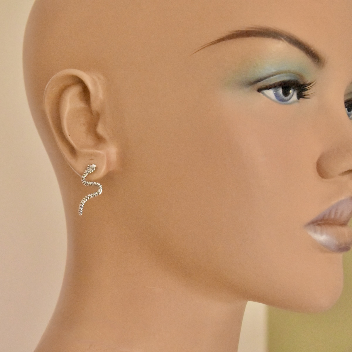 Sterling Silver 925 Snake Stud Earrings Crawler Climber Ear Cuffs Serpentine Gothic Reptile Animal Lovers Jewelry Gift - Image 3