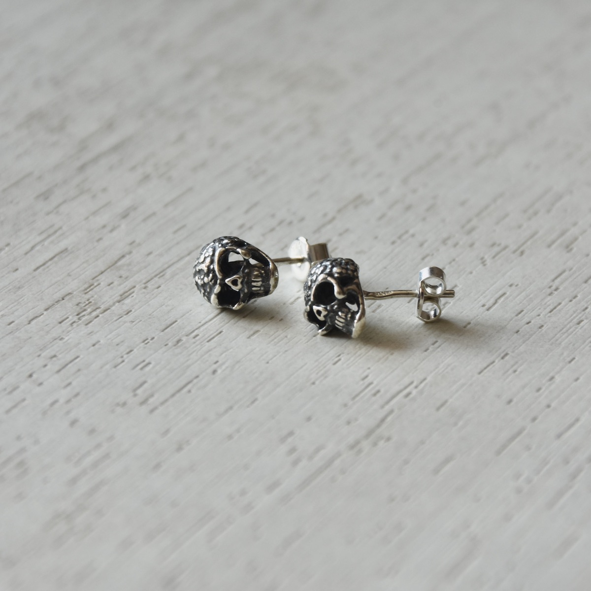 Skull Studs Sterling Silver .925 Earrings Biker Motorcycle Men Women Deadhead Gothic Punk Ear Fashion Accessory Unisex Jewelry Gift Present - Image 2