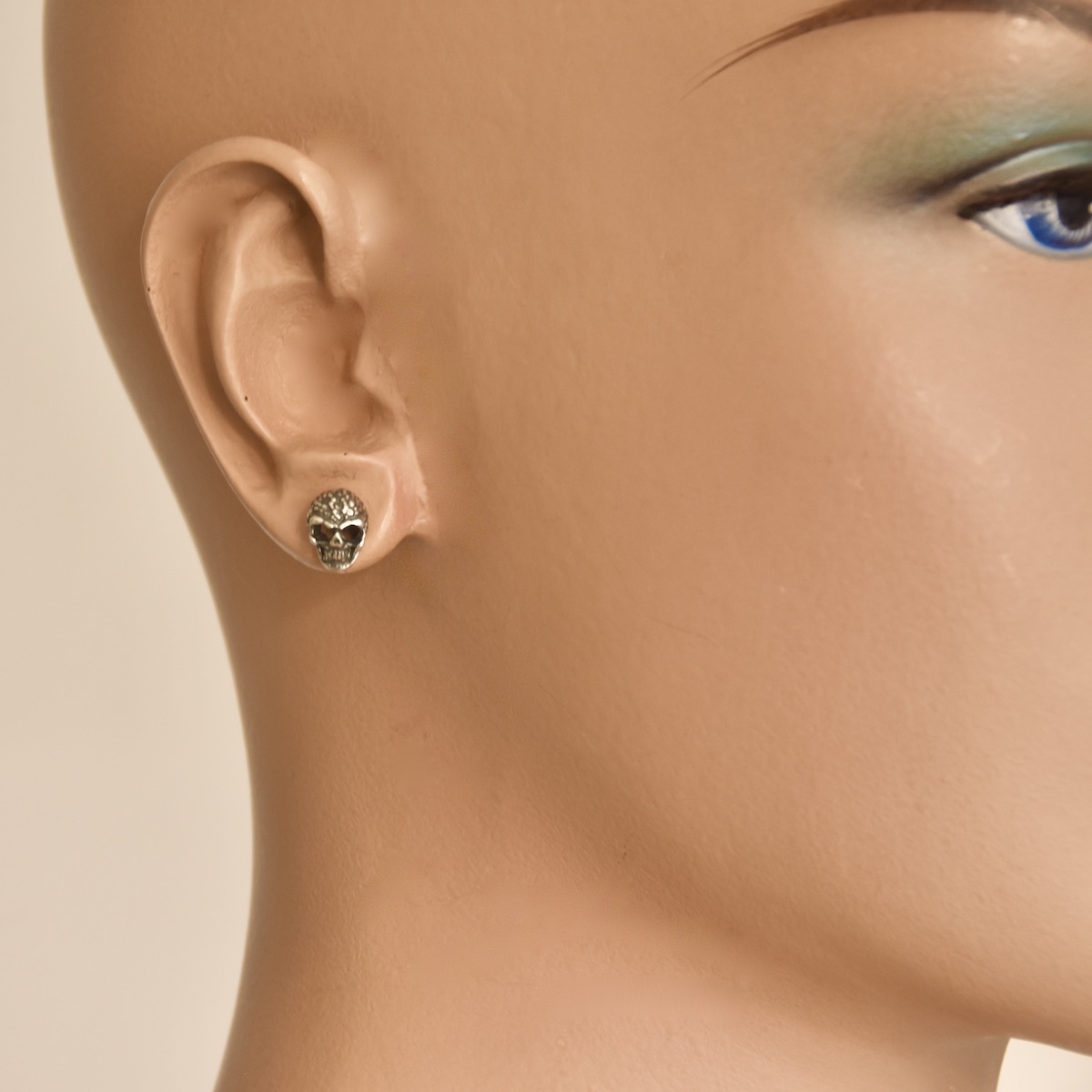 Skull Studs Sterling Silver .925 Earrings Biker Motorcycle Men Women Deadhead Gothic Punk Ear Fashion Accessory Unisex Jewelry Gift Present - Image 4