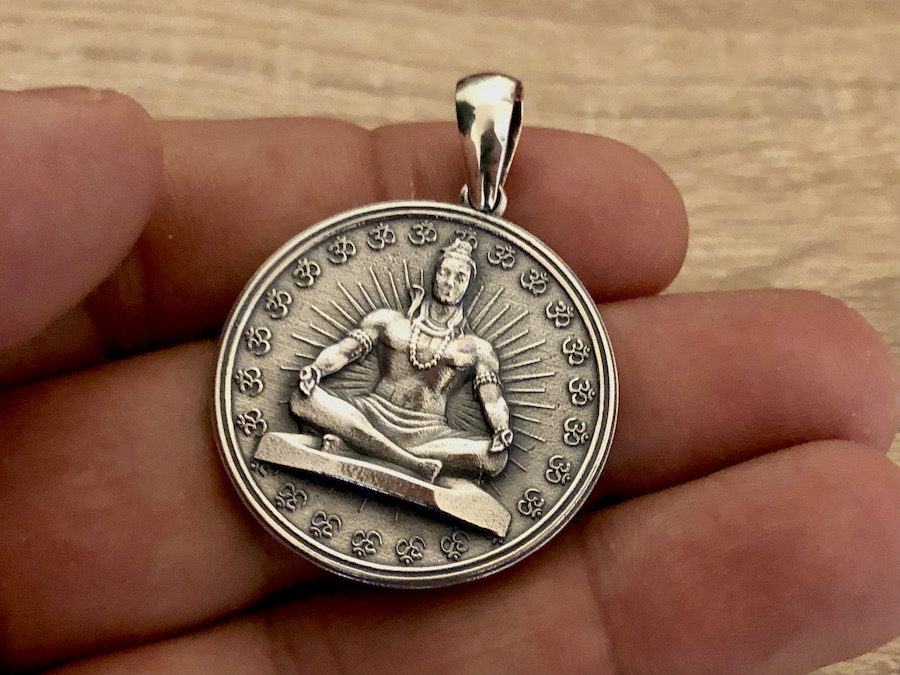 Shiva Sterling Silver 925 Pendant Om Ohm Symbol Large Meditation Necklace Charm Amulet Chakra Healed Buddha Spiritual Yoga Teacher Jewellery - Image 2