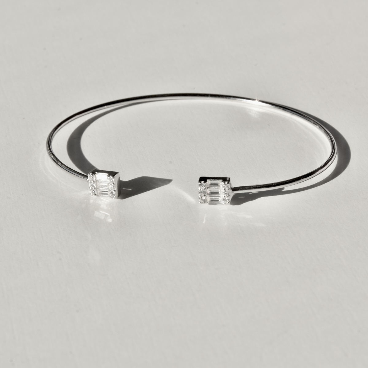 Sterling Silver Open Bangle “City Lights” with Sparkling CZ - Image 5