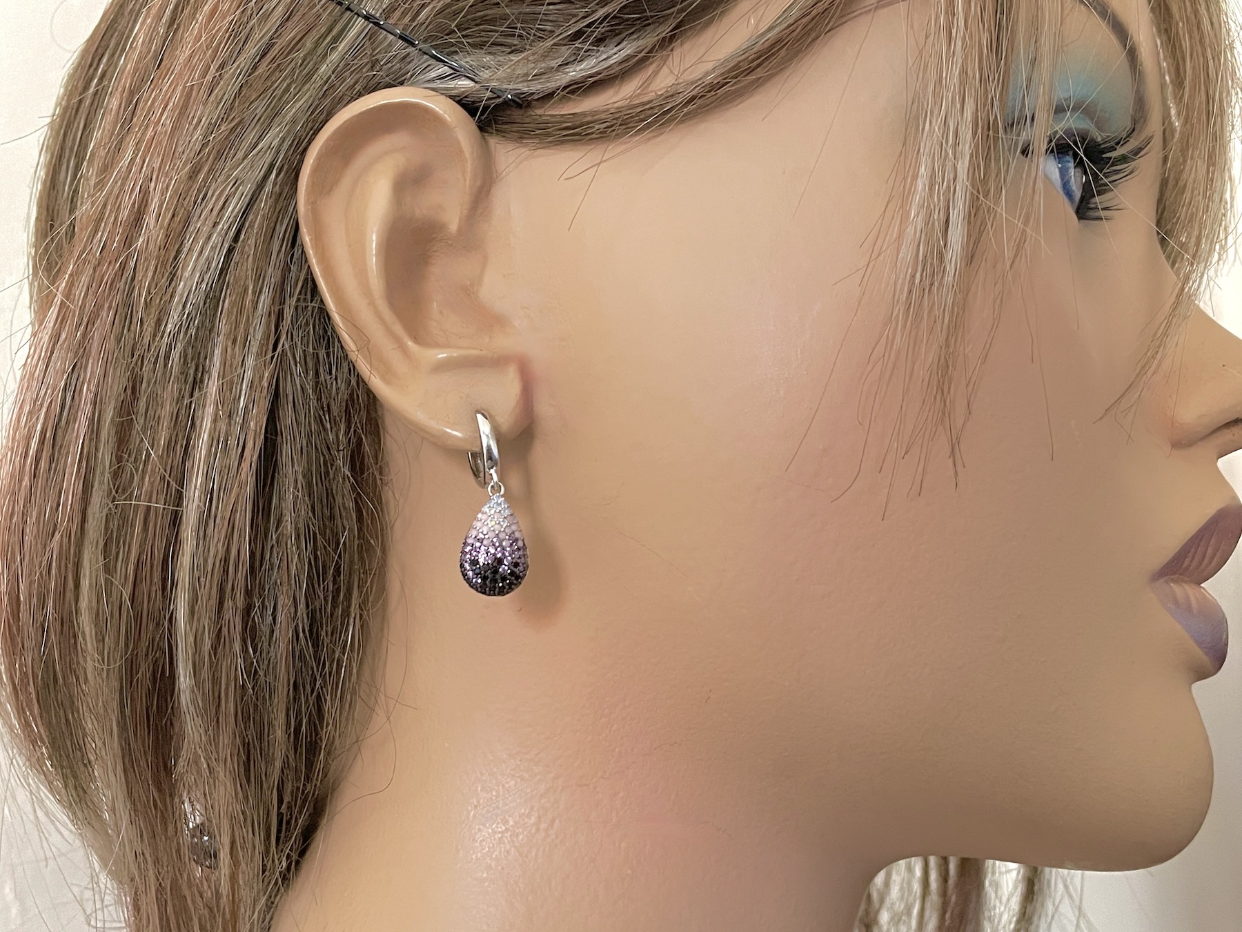 Small Dangle Drop CZ Earrings Sterling Silver 925 Ombre Gemstone Teardrop Earrings Women Girl Jewelry Gift Present - Image 3