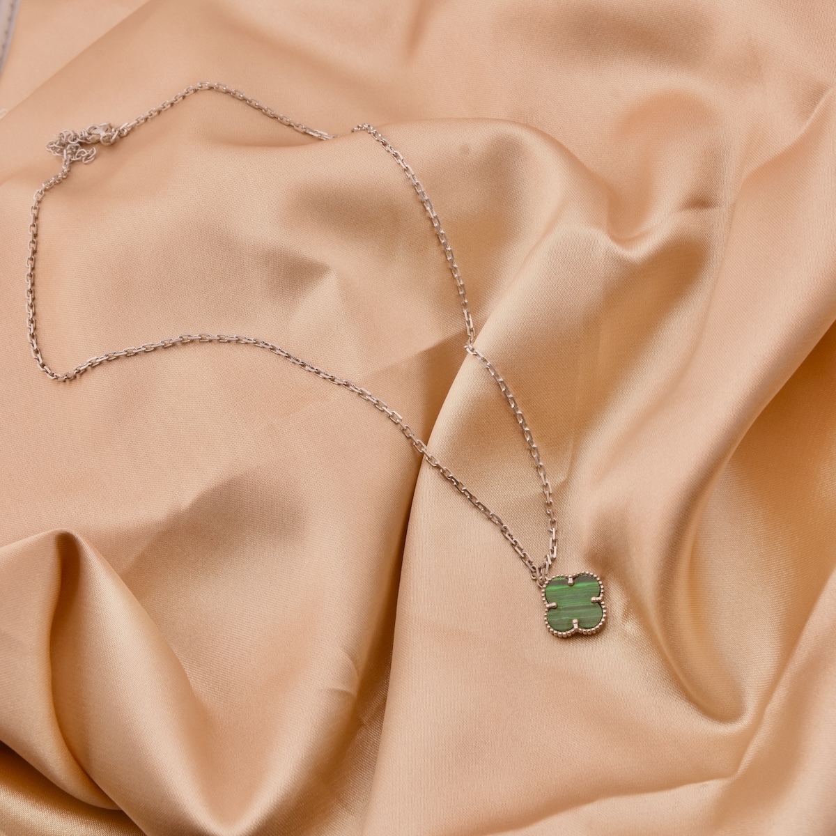 Malachite Clover Pendant Sterling Silver 925 Four-Leaf Luck Necklace Jewellery "Emerald" - Image 2