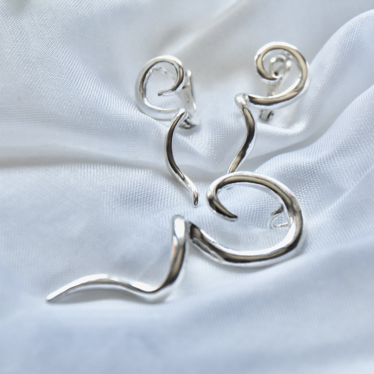 Modern Twirl Set Sterling Silver .925 Swirl Serpentine Twist Earrings Pendant Jewelry - Image 2