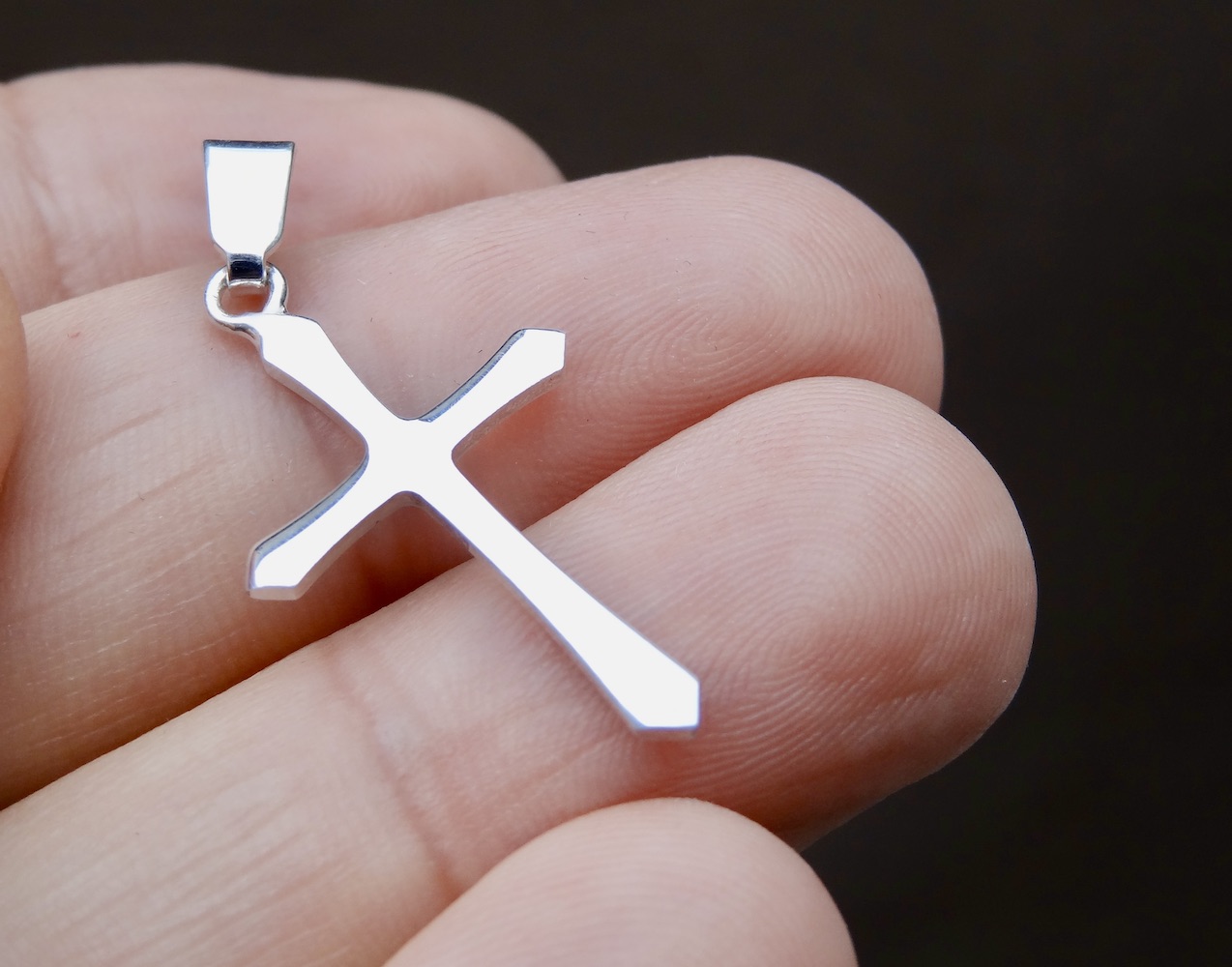 Minimalist Cross Pendant Sterling Silver 925 Unisex Religious Necklace Jewellery - Image 3