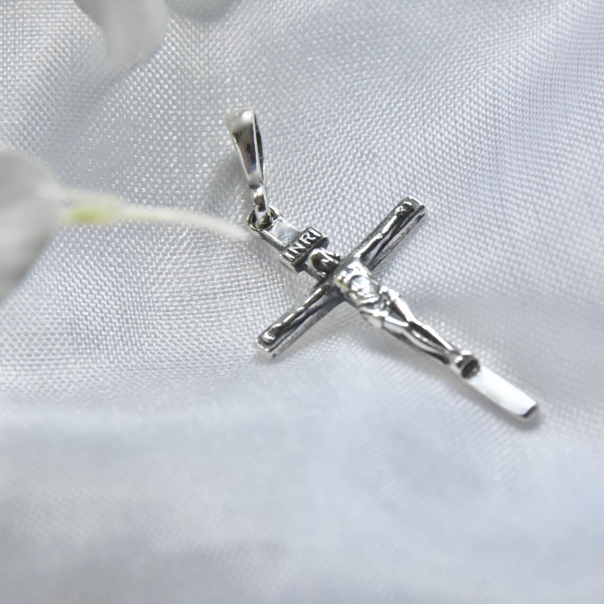 Cross INRI Pendant Sterling Silver 925 Religious Necklace Jewellery "Pray" - Image 2