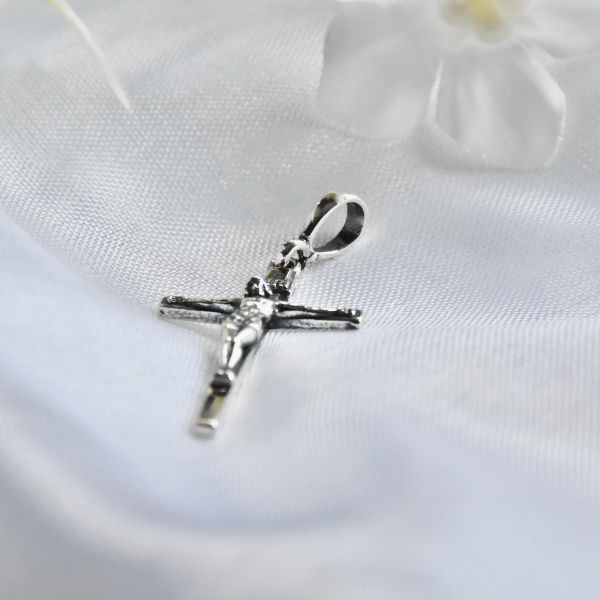 Cross INRI Pendant Sterling Silver 925 Religious Necklace Jewellery "Pray" - Image 3