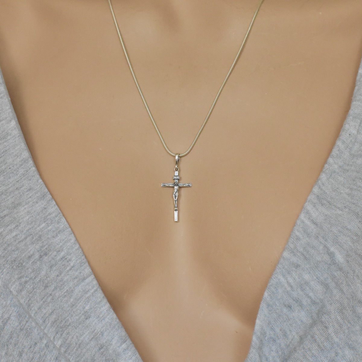 Cross INRI Pendant Sterling Silver 925 Religious Necklace Jewellery "Pray" - Image 4