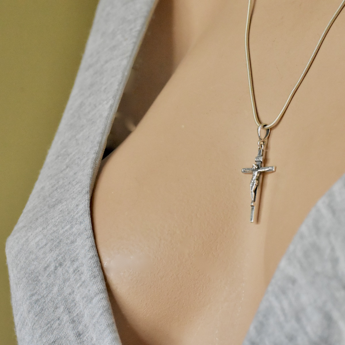 Cross INRI Pendant Sterling Silver 925 Religious Necklace Jewellery "Pray" - Image 5