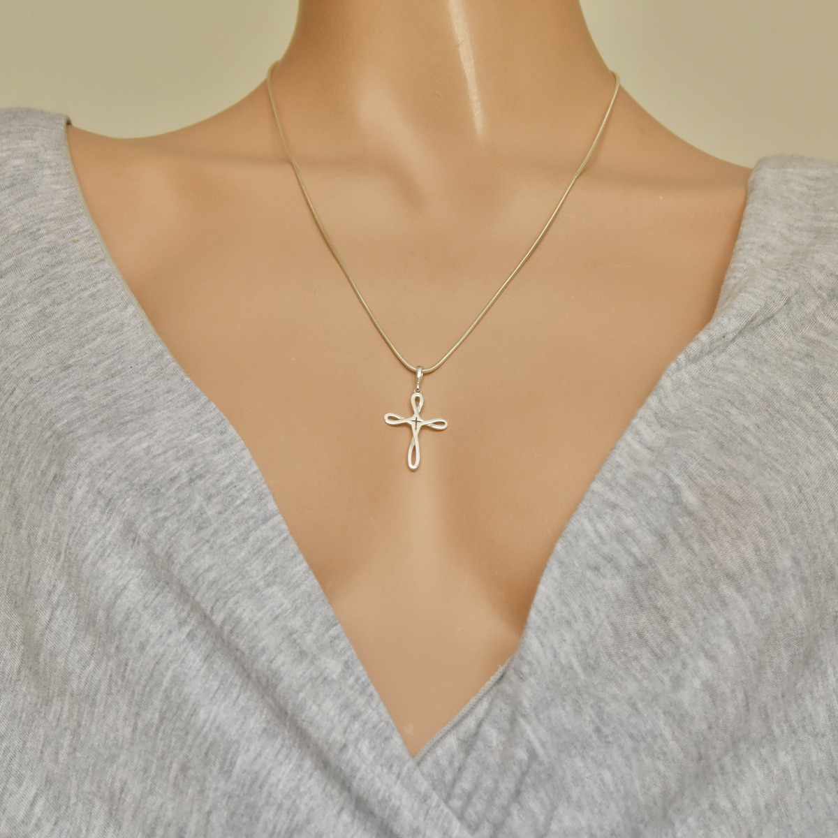 Sterling Silver 925 Cross Pendant Minimal Design Simple Necklace Charm Religious Christening Baptism Gift Present - Image 4