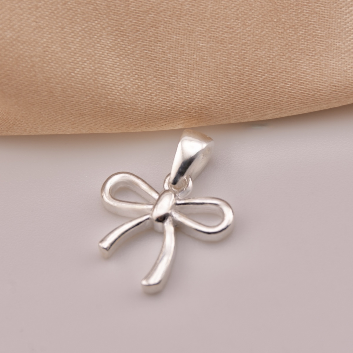 Bow Pendant Sterling Silver 925 Knot Necklace Chain Choker Dainty Ribbon Charm Elegant Handmade Jewelry - Image 2