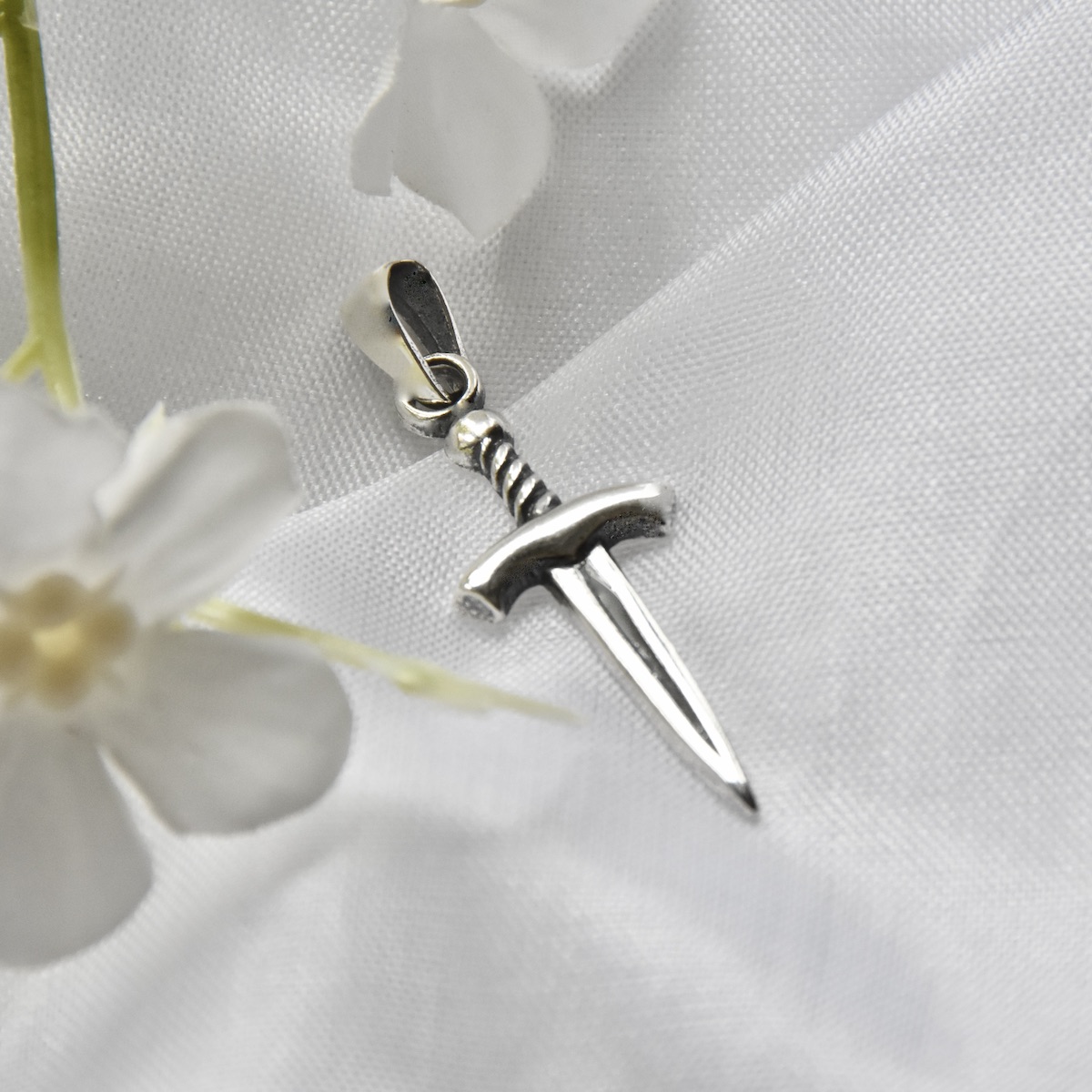 Sword Pendant Sterling Silver 925 Dagger Charm Minimalistic Design Unisex Necklace Gift Present - Image 2
