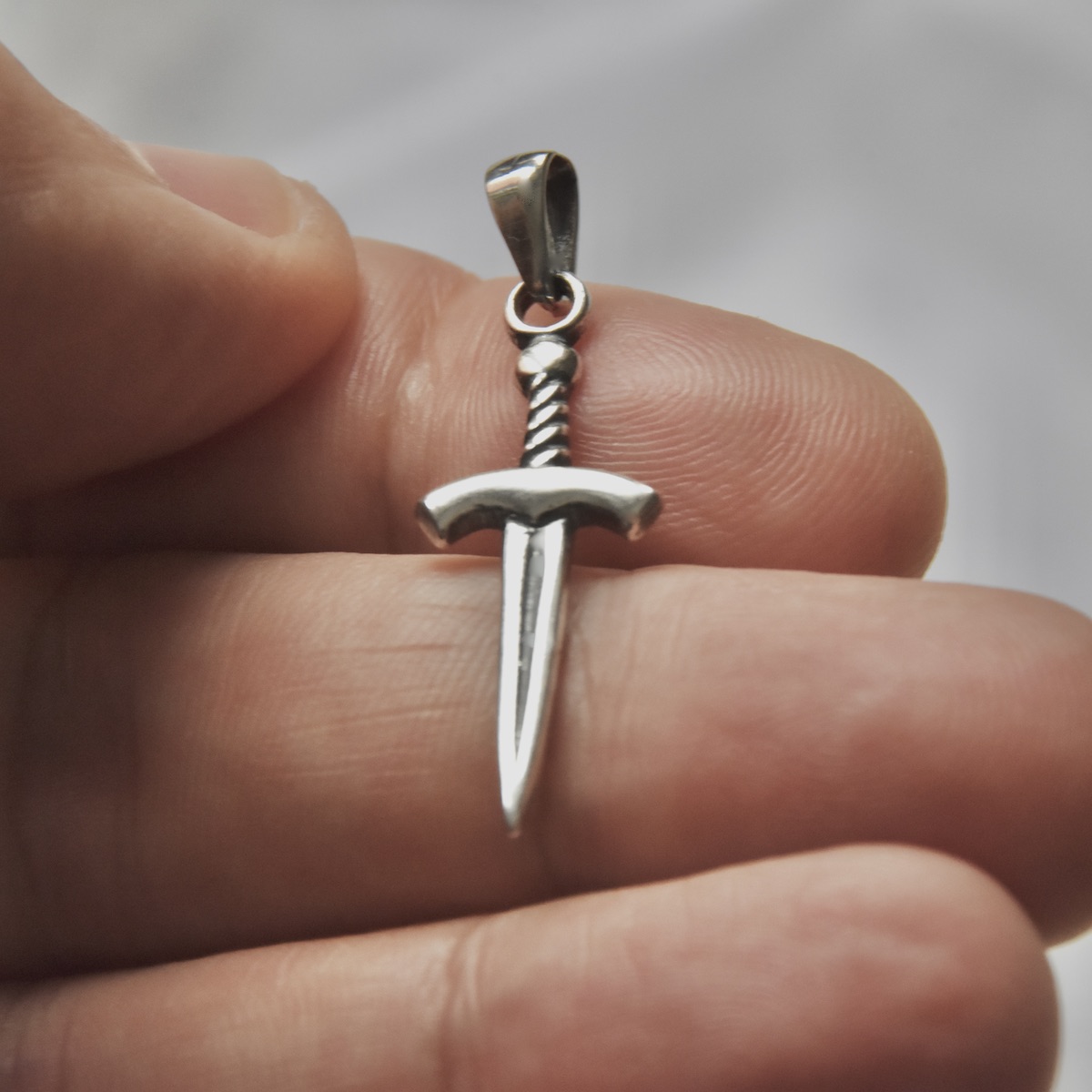 Sword Pendant Sterling Silver 925 Dagger Charm Minimalistic Design Unisex Necklace Gift Present - Image 3