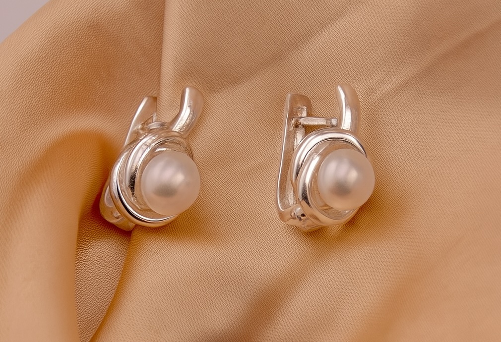 Pearl Sterling Silver 925 Earrings Swirl Design Gemstone Jewellery Wedding Bridal Bridesmaid Elegant Gift - Image 2