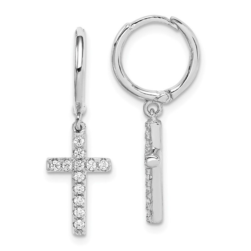 Cross Earring Sterling Silver 925 Endless Wire 13mm Hooper Earring Mini Hoop Religious Charm Minimalist Unisex Jewelry - Image 2